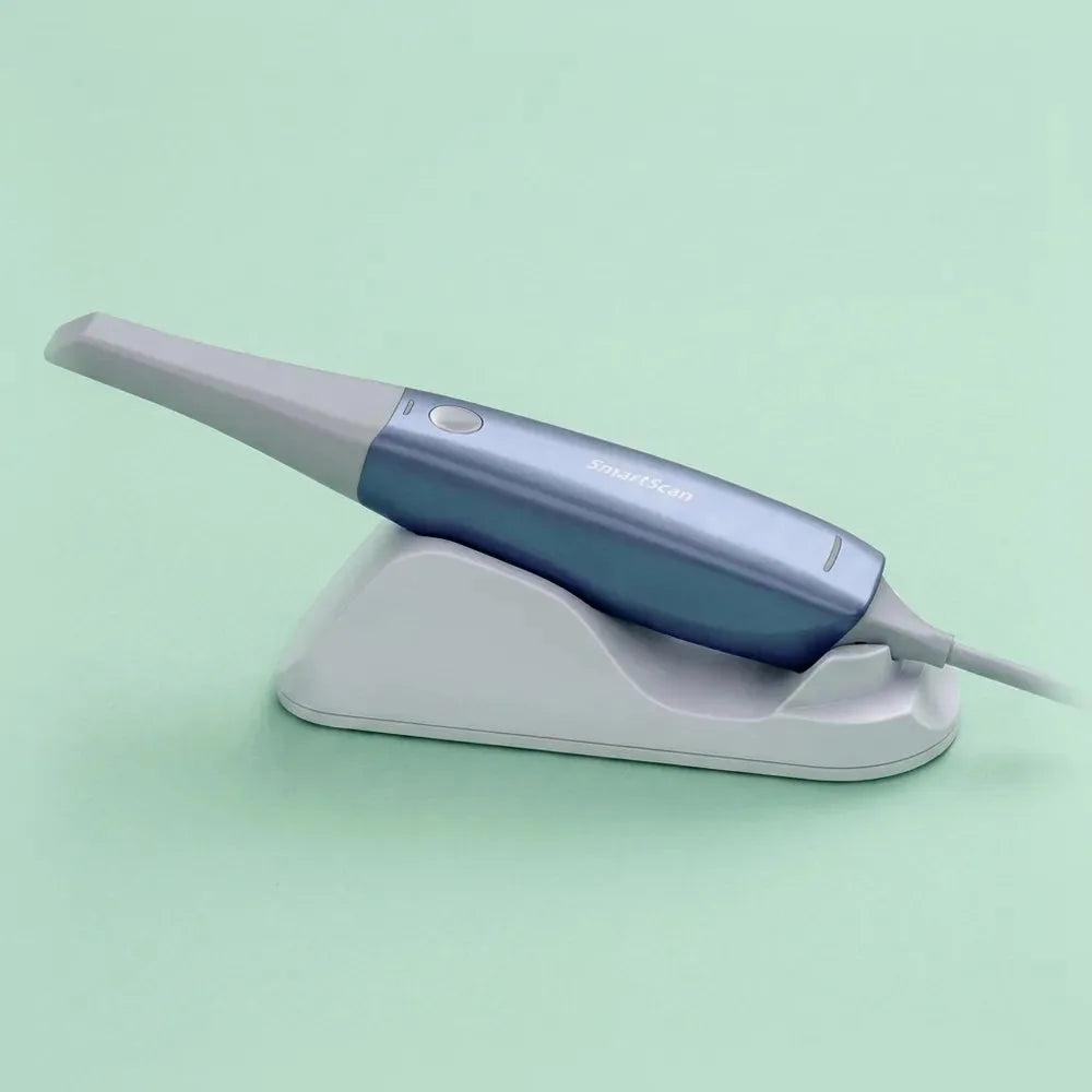 3D intraoral scanner wand resting in its charging cradle