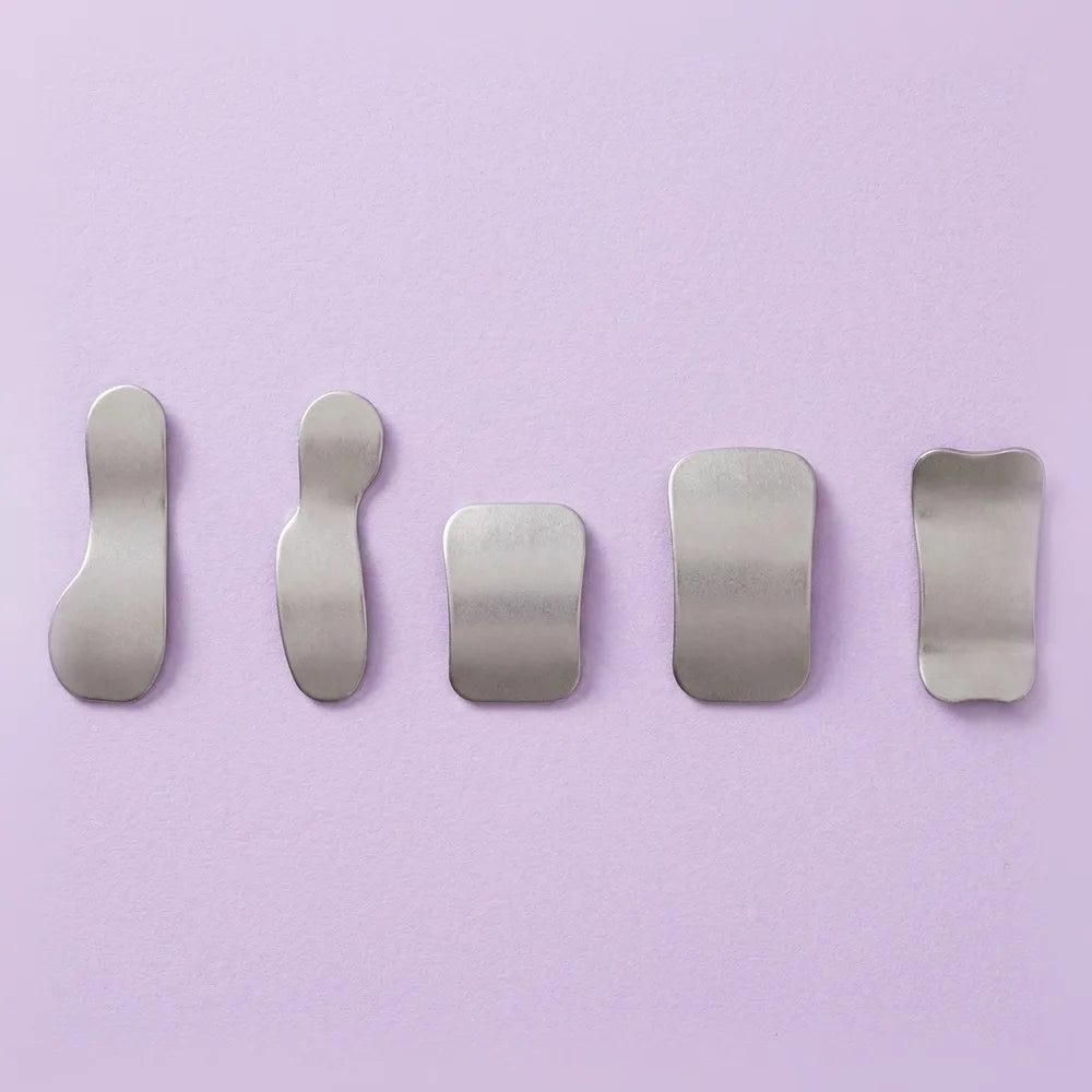 Five-piece intraoral photo mirror set in lingual, buccal, and occlusal shapes